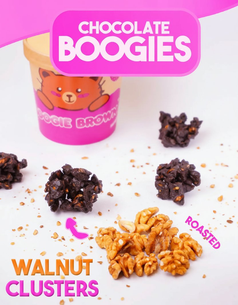 Close-up of Roasted Walnut Boogie showing the roasted walnut pieces