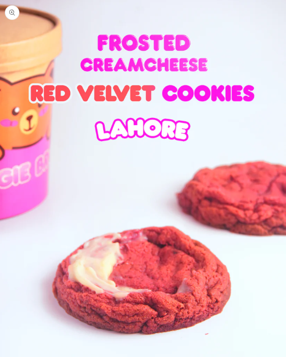 Red Velvet Cookie with Frosted Cream Cheese, a soft red velvet cookie topped with cream cheese frosting