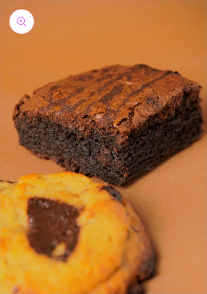 Thick Fudge Brownie from Boogie Brown, packaged for delivery