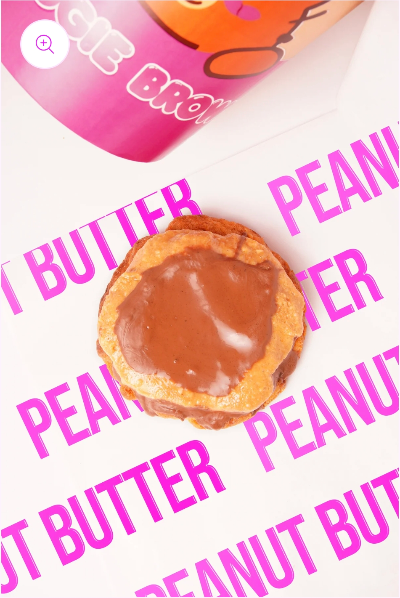 Close-up of Peanut Buttercup Cookie showing its milk chocolate top layer